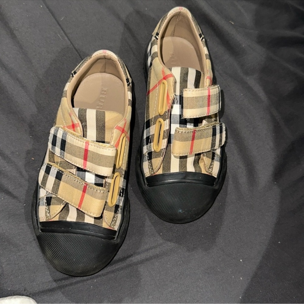 Burberry Tan and Black Slip-On Sneakers